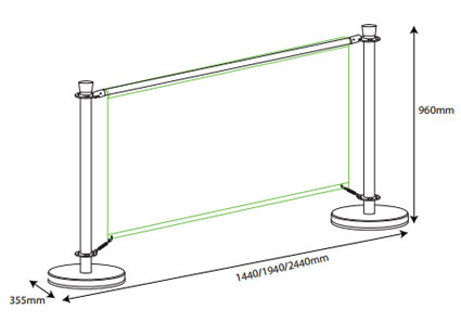 cafe barrier dimensions